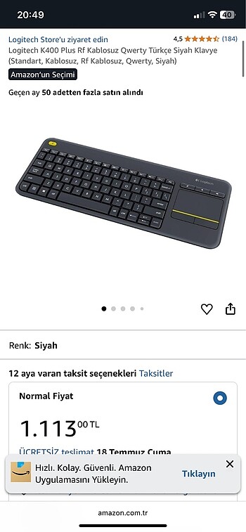 Logitech logitech klavye k400