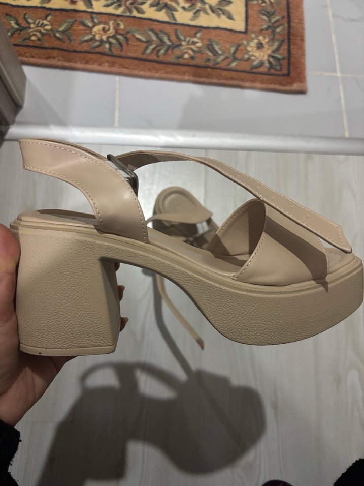 Bej Kadın Platform Topuklu Sandalet - Görsel 4