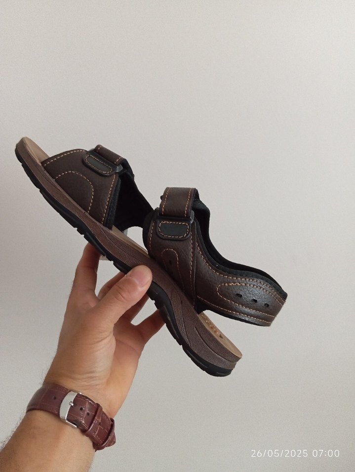 Gezer  Marka Kahverengi Deri Erkek Sandalet - Görsel 2