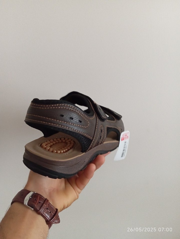 Gezer  Marka Kahverengi Deri Erkek Sandalet - Görsel 3