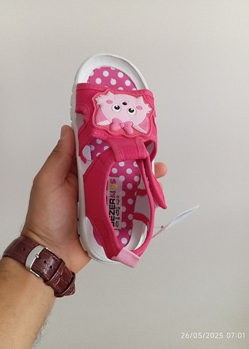 Pembe Kız Çocuk Cırt Cırtlı Terlik Sandalet - Görsel 5