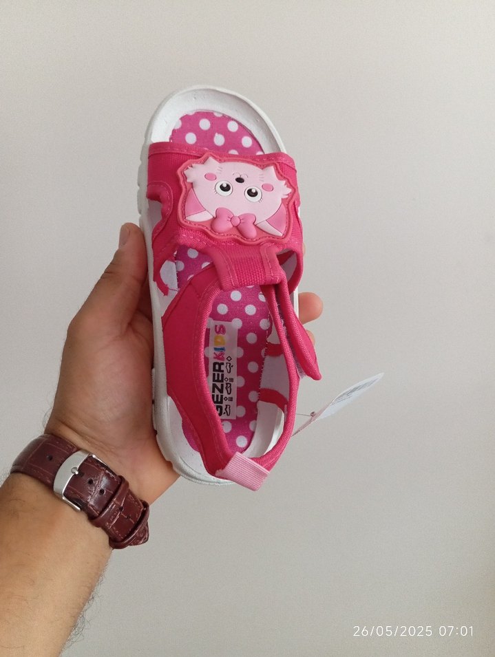 Pembe Kız Çocuk Cırt Cırtlı Terlik Sandalet - Görsel 4
