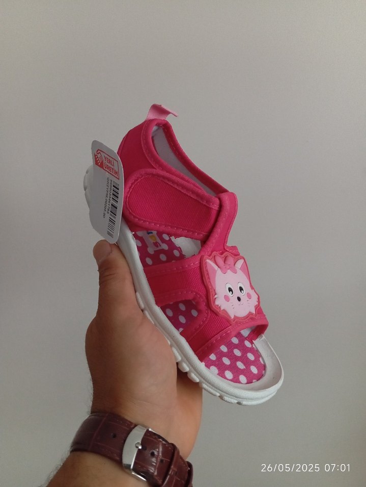 Pembe Kız Çocuk Cırt Cırtlı Terlik Sandalet - Görsel 3