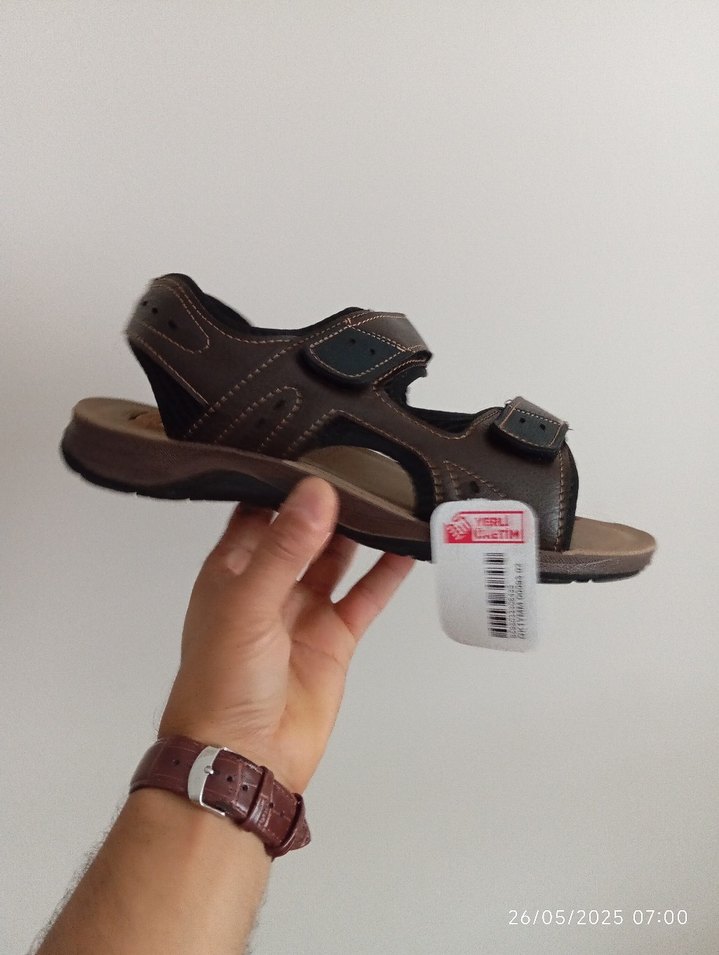 Gezer Marka Kahverengi Deri Erkek Sandalet - Görsel 4