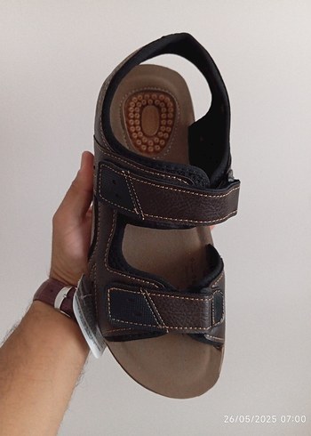 Gezer Marka Erkek Kahverengi Deri Tokalı Sandalet - Görsel 6
