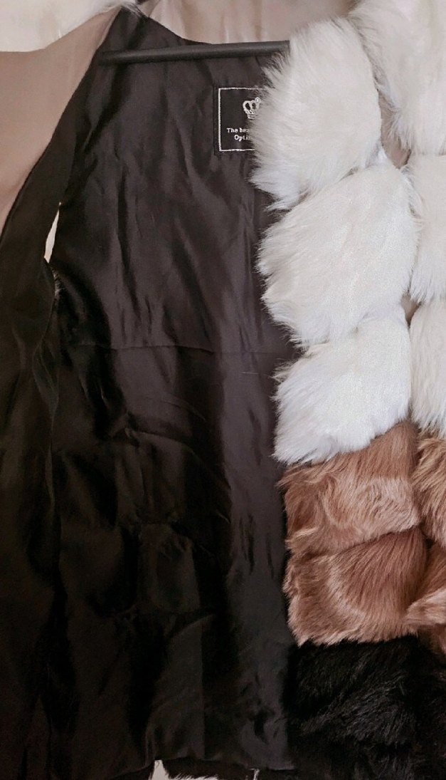 Kahverengi Beyaz Kürklü Kadın Uzun Yelek - Görsel 3