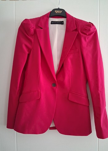 Zara Canli Fusya Tek Dugmeli Blazer Ceket