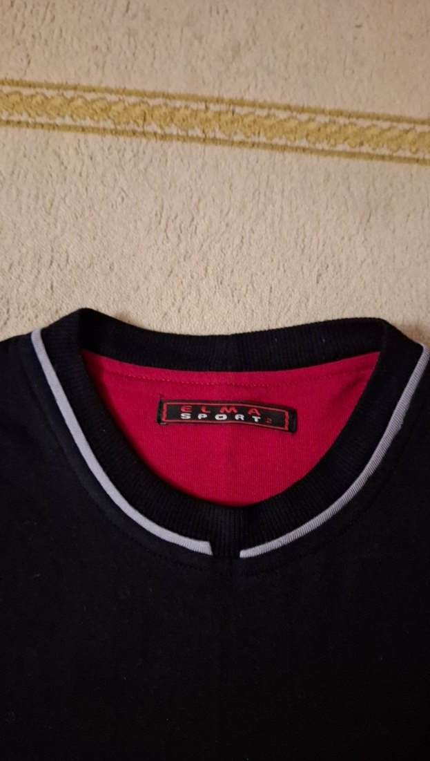 Bordo Siyah Kısa Kollu Erkek Tişört - Görsel 2