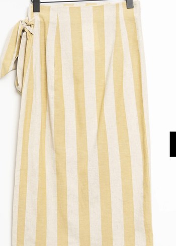 Sarılı Uzun Sarı Çizgili Etek - Görsel 2