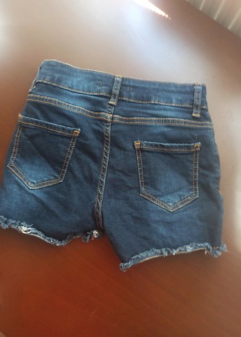 Düğmeli Nakışlı Koyu Mavi çocuk şort - Görsel 5