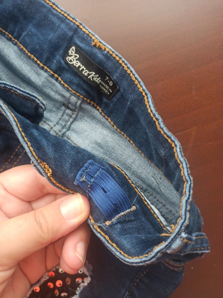 Düğmeli Nakışlı Koyu Mavi çocuk şort - Görsel 3