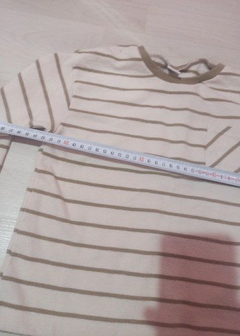 Bej Çizgili kiz Çocuk Uzun Kollu Tişört - Görsel 5