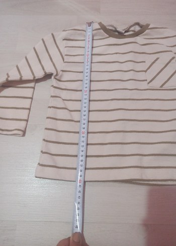 Bej Çizgili kiz Çocuk Uzun Kollu Tişört - Görsel 6