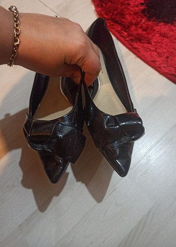 Siyah Rugan hafif Topuklu Kadın Babet - Görsel 3