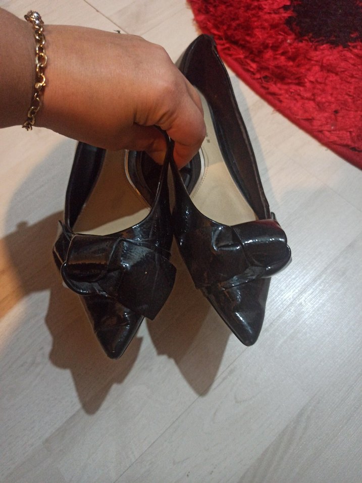 Siyah Rugan hafif Topuklu Kadın Babet - Görsel 3