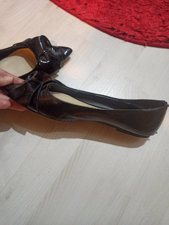 Siyah Rugan hafif Topuklu Kadın Babet - Görsel 2