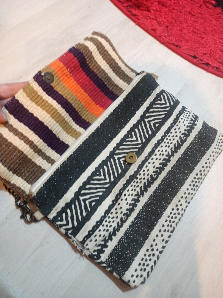 Bohem Çok Renkli Örgü Kadın Çanta - Görsel 2