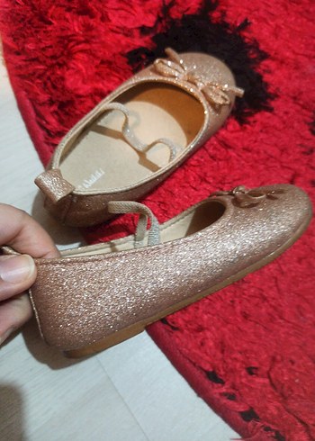 Kız Çocuk Bej Parlak Fiyonk Detaylı Babet - Görsel 4