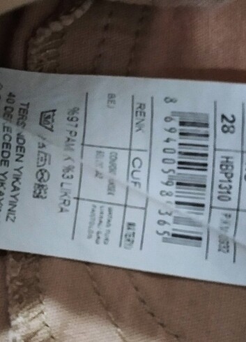 28 Beden ten rengi Renk Pantolon # pantolon