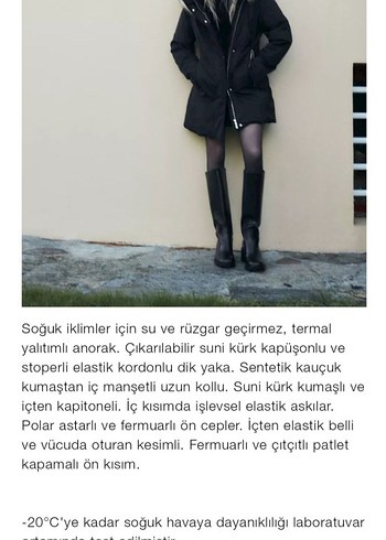 Zara Su ve rüzgar geçirmez termal kaban
