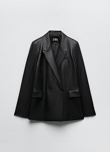 xs Beden siyah Renk Suni deri blazer