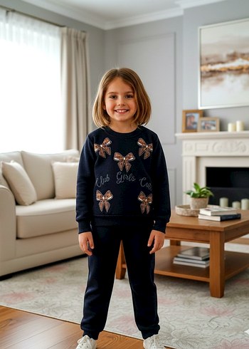 Nakışlı Pembe Kız Çocuk Eşofman Takımı - Görsel 2