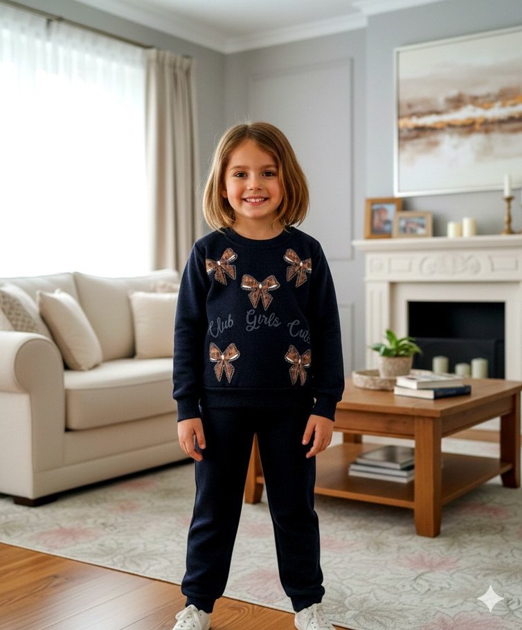 Nakışlı Pembe Kız Çocuk Eşofman Takımı - Görsel 2