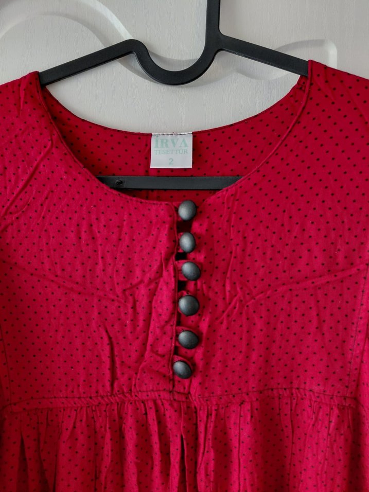 KIRMIZI RENGİ TESETTÜR ELBİSE - Görsel 4