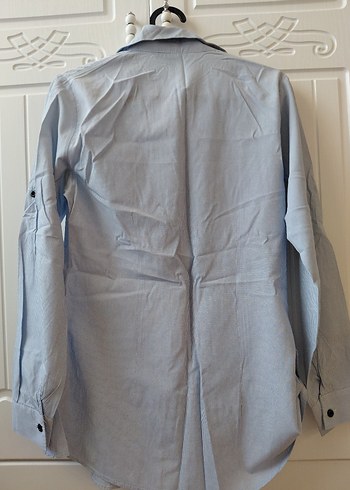 KADIN BEYAZ MAVİ ÇİZGİLİ GÖMLEK - Görsel 5