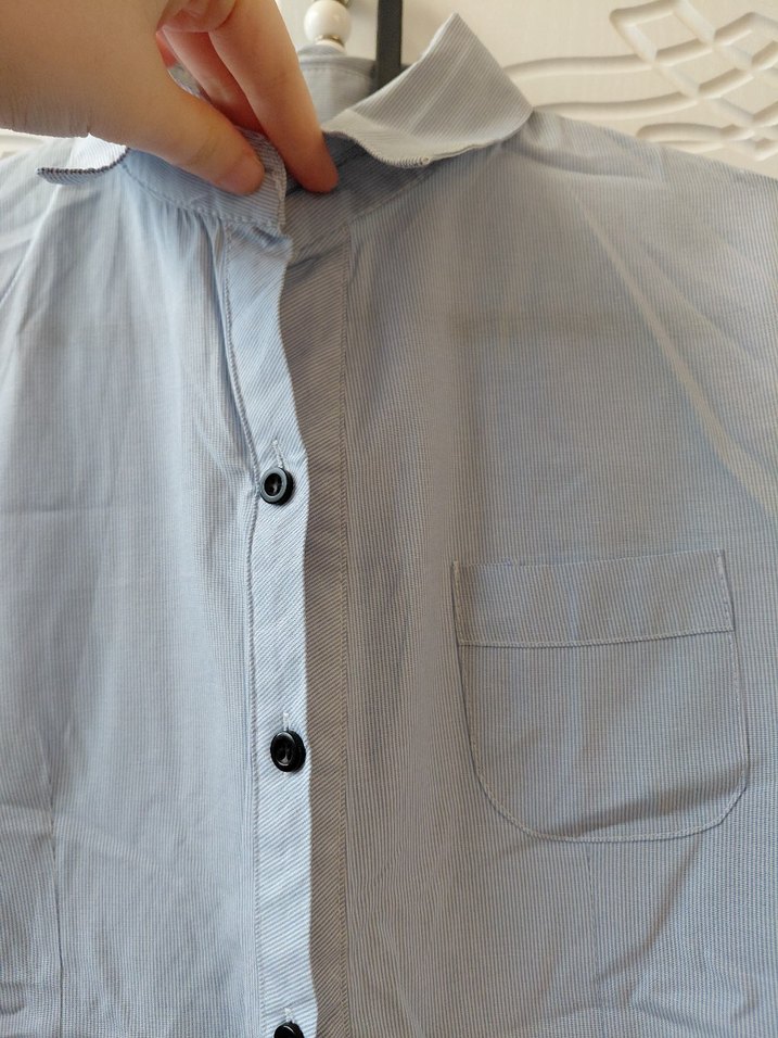 KADIN BEYAZ MAVİ ÇİZGİLİ GÖMLEK - Görsel 4