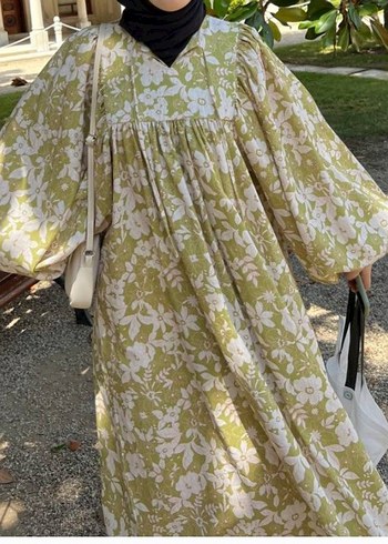 ROBALI KETEN ÇİÇEK ELBİSE - Görsel 4