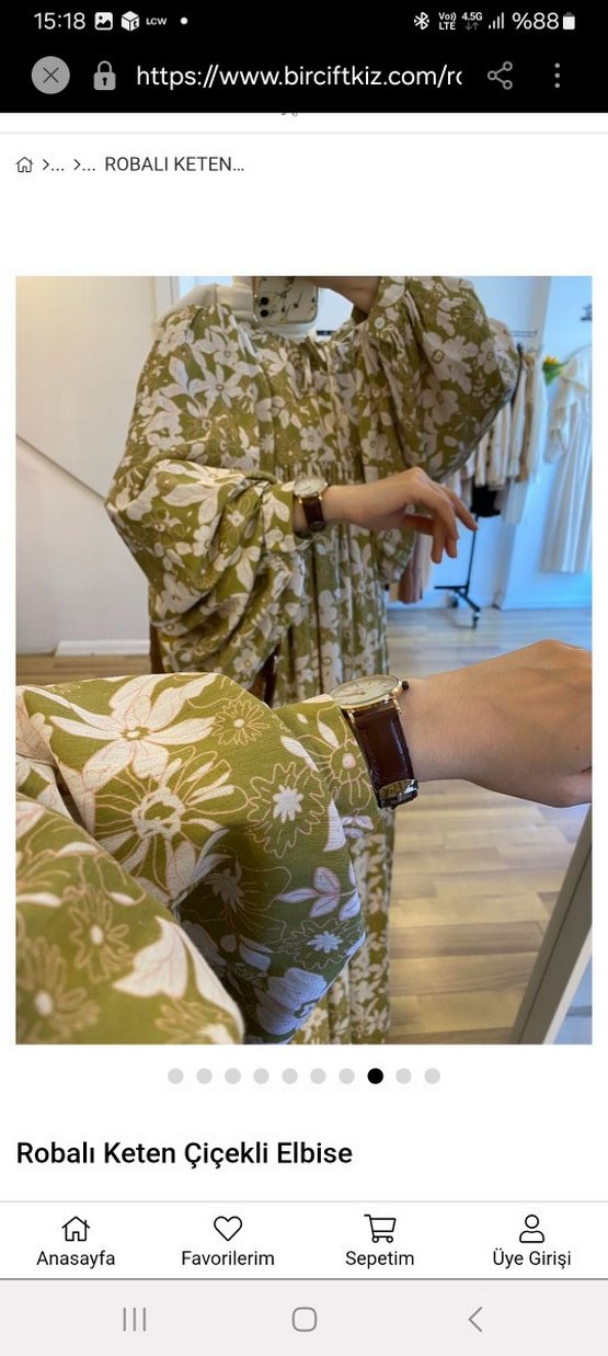 ROBALI KETEN ÇİÇEK ELBİSE - Görsel 2