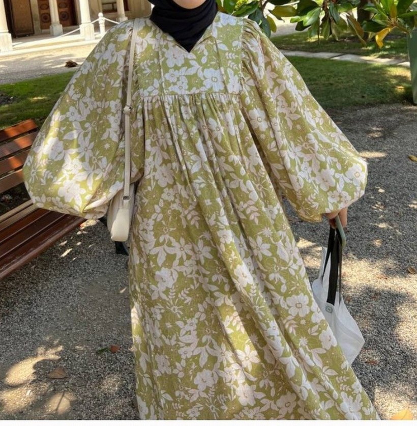 ROBALI KETEN ÇİÇEK ELBİSE - Görsel 4