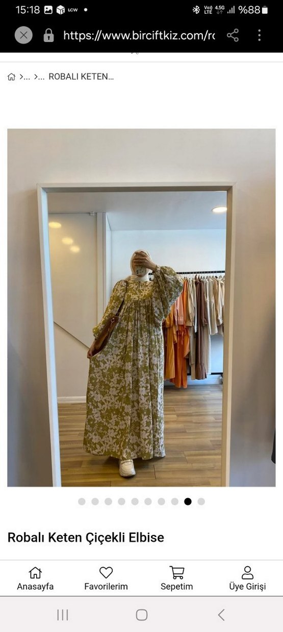 ROBALI KETEN ÇİÇEK ELBİSE - Görsel 3