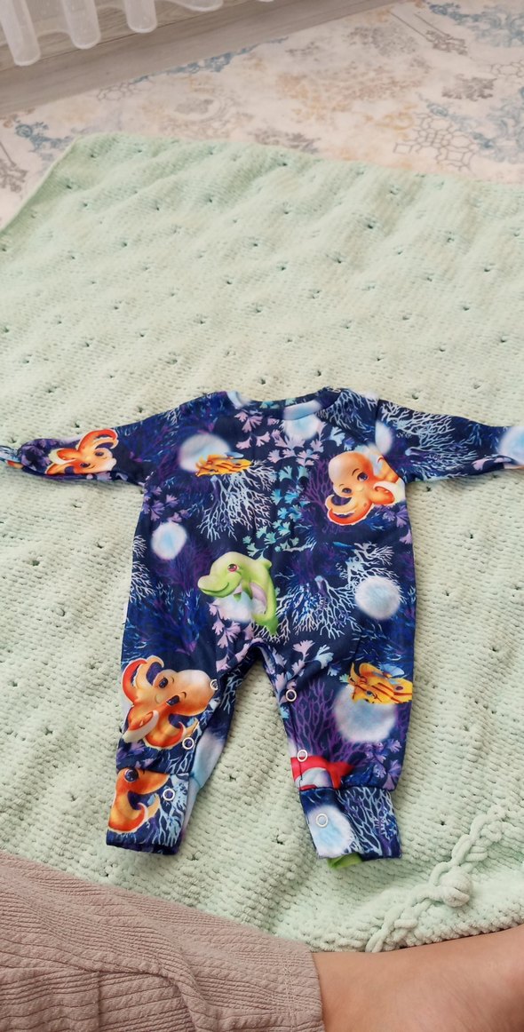 Renkli Baskılı Bebek Tulum, Uzun Kollu - Görsel 2