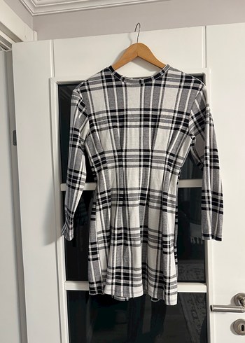 Gri Ekose Desenli Midi Elbise - Görsel 2