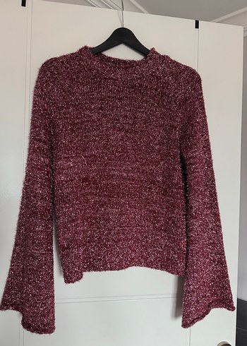 Bordo Örgü Kadın Kazak, Salaş Kesim - Görsel 2