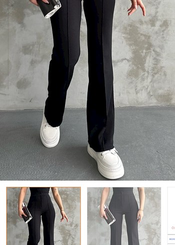 Siyah Düğmeli Kadın Kumaş Pantolon - Görsel 2