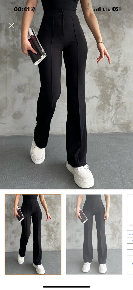 Siyah Düğmeli Kadın Kumaş Pantolon - Görsel 2