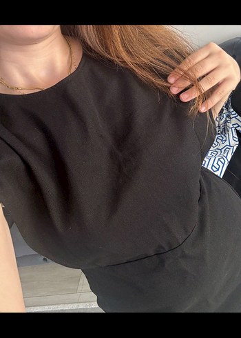 Kadın Siyah Kolsuz Keten Mini Elbise - Görsel 3