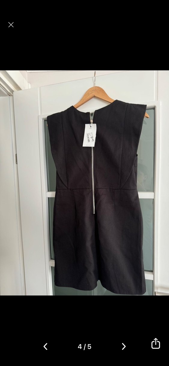 Kadın Siyah Kolsuz Keten Mini Elbise - Görsel 2