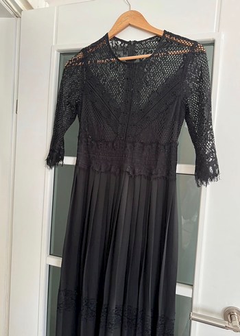 Siyah Piliseli Uzun Gotik Elbise - Görsel 4