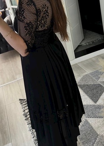 Siyah Piliseli Uzun Gotik Elbise - Görsel 3