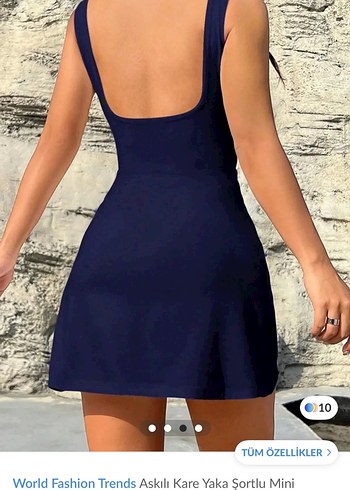 Askılı Kare Yaka Mini Elbise - Görsel 2