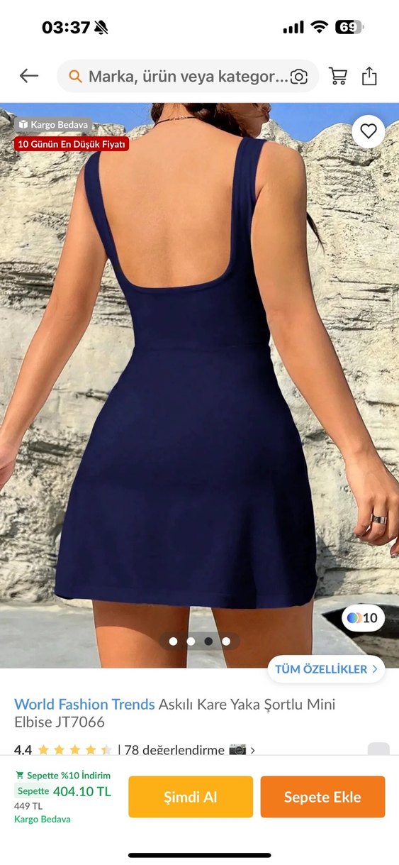 Askılı Kare Yaka Mini Elbise - Görsel 2