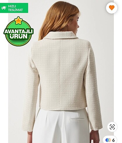 m Beden Kadın tüvit crop blazer ceket
