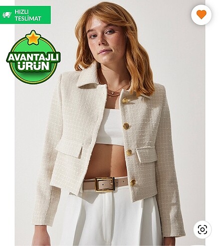 Happiness Kadın tüvit crop blazer ceket