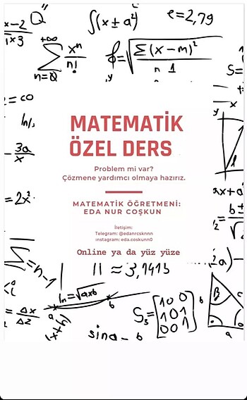 Özel matematik dersi verilir. 