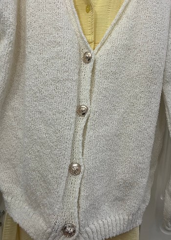 Beyaz Uzun Örgü Kadın Hırka - Görsel 8