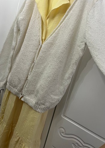 Beyaz Rahat Örgü Kadın Hırka - Görsel 5